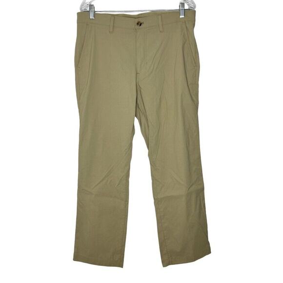 Eddie Bauer Beige Flat Front Solid Straight Leg Dress Pants Size 34 x 30 Men's - Picture 1 of 11